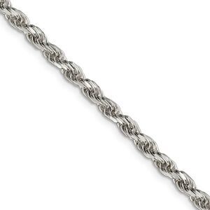 3.5mm Sterling Silver, Diamond Cut Solid Rope Chain Necklace, 26 Inch